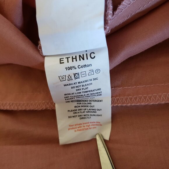 Women's Powder Coral Organza Gold Embroidery Yok Flare And Sleeves Peplum Top - Picture 9 of 14